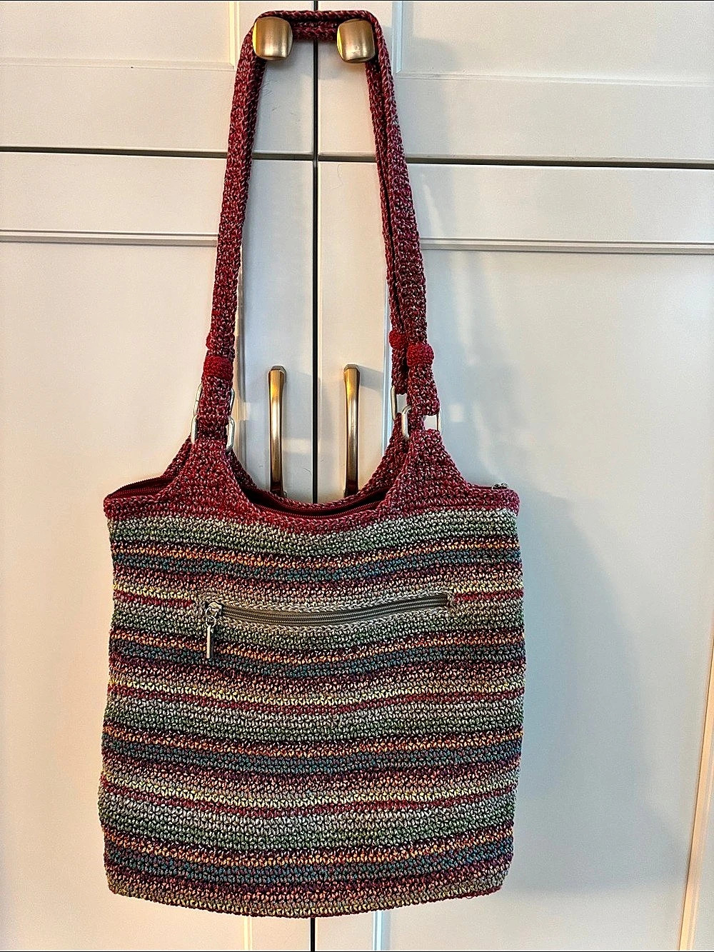 The Sak Belle Bag Hobo Crochet Multi Stripe Shoulder Bag / Large Purse/ Tote